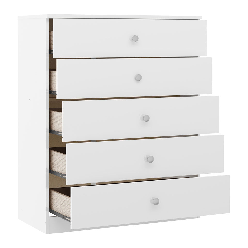 High Gloss Chest Of 5 Drawers - Denver