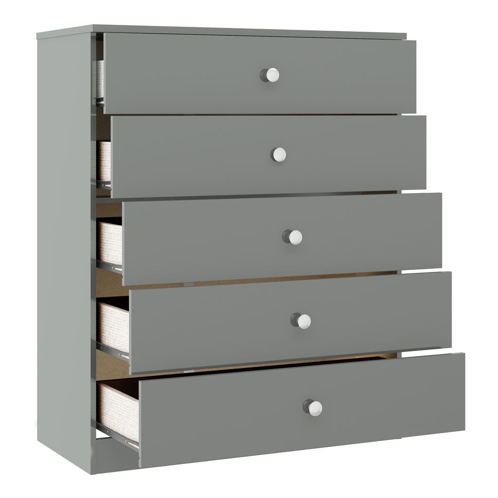 High Gloss Chest Of 5 Drawers - Denver
