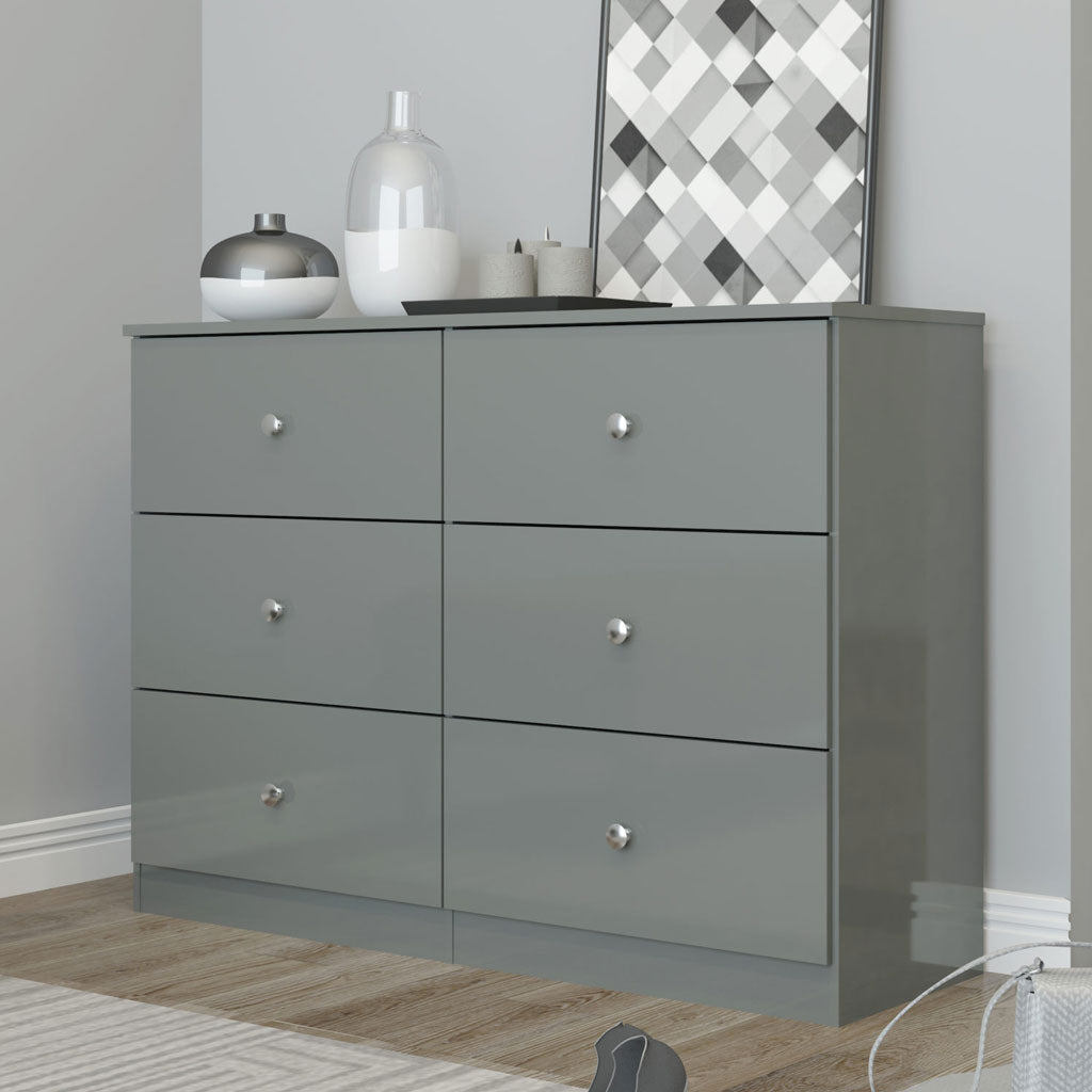 High Gloss Chest Of 6 Drawers - Denver
