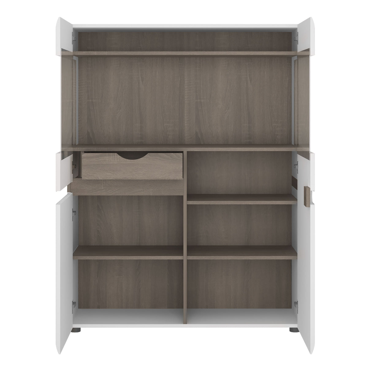 High Gloss Display Cabinet 109cm Wide Low With 2 Doors - Chelsea