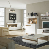 High Gloss Display Cabinet 109cm Wide Low With 2 Doors - Chelsea