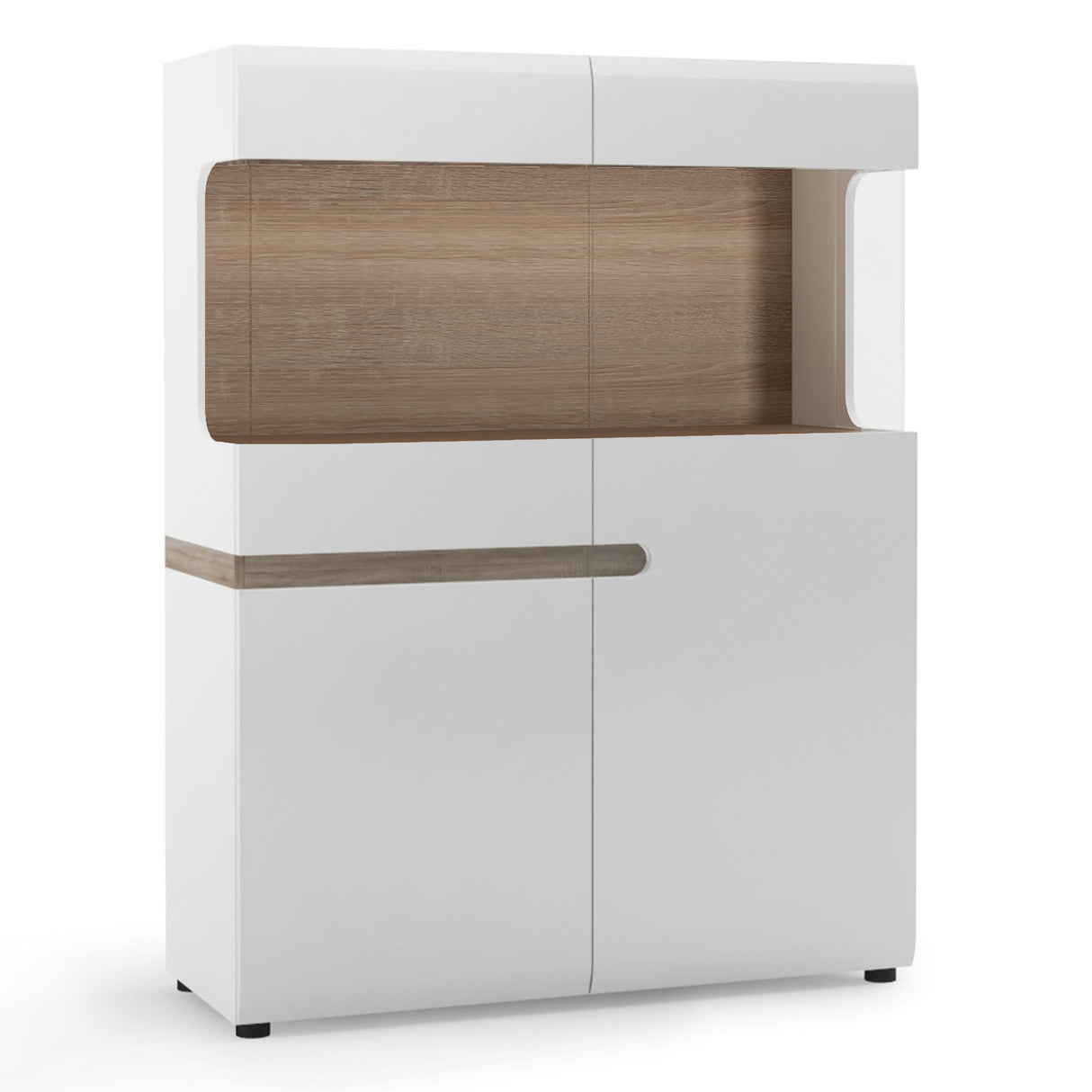 High Gloss Display Cabinet 109cm Wide Low With 2 Doors - Chelsea