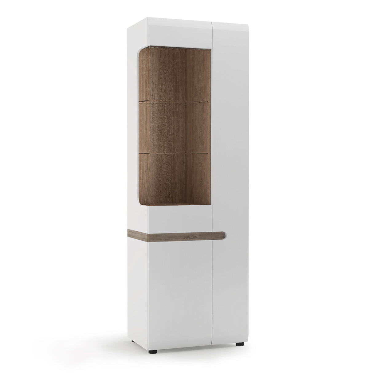 High Gloss Display Cabinet Tall Narrow Right Handed With 3 Doors - Chelsea