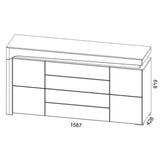 High Gloss Sideboard With 2 Doors 4 Drawers And LED Lights - Ashburn