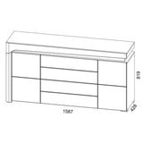 High Gloss Sideboard With 2 Doors 4 Drawers And LED Lights - Cedar