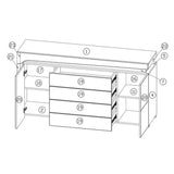 High Gloss Sideboard With 2 Doors 4 Drawers And LED Lights - Cedar