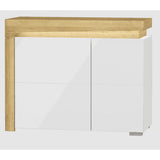 High Gloss Storage Cabinet With 2 Doors And LED Lights - Cedar