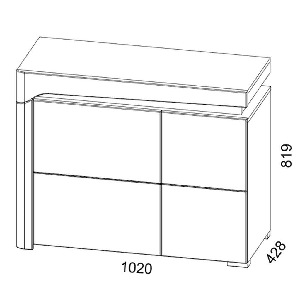 High Gloss Storage Cabinet With 2 Doors And LED Lights - Cedar