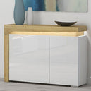 High Gloss Storage Cabinet With 2 Doors And LED Lights - Cedar
