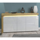 High Gloss Storage Cabinet With 3 Doors And LED Lights - Cedar