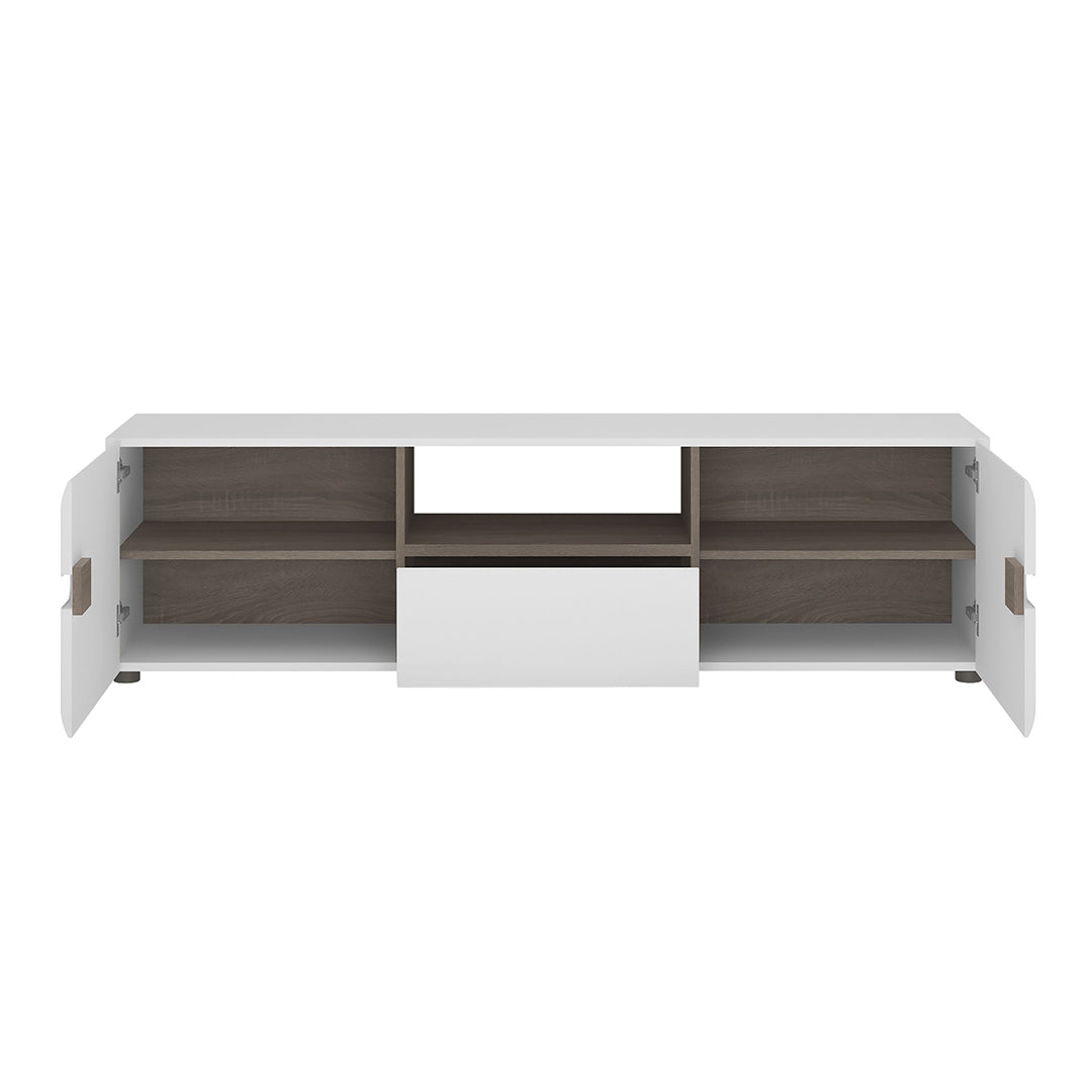 High Gloss TV Stand Wide With 2 Doors And 1 Drawer - Chelsea
