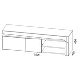 High Gloss TV Stand With 2 Doors And LED Lights - Cedar