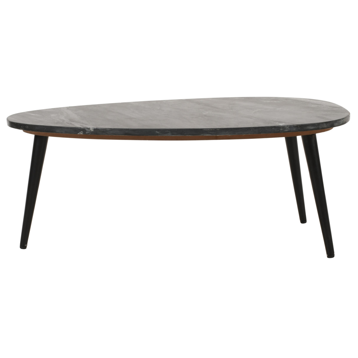 Marble Top Coffee Table With Black Metal Legs - Opal