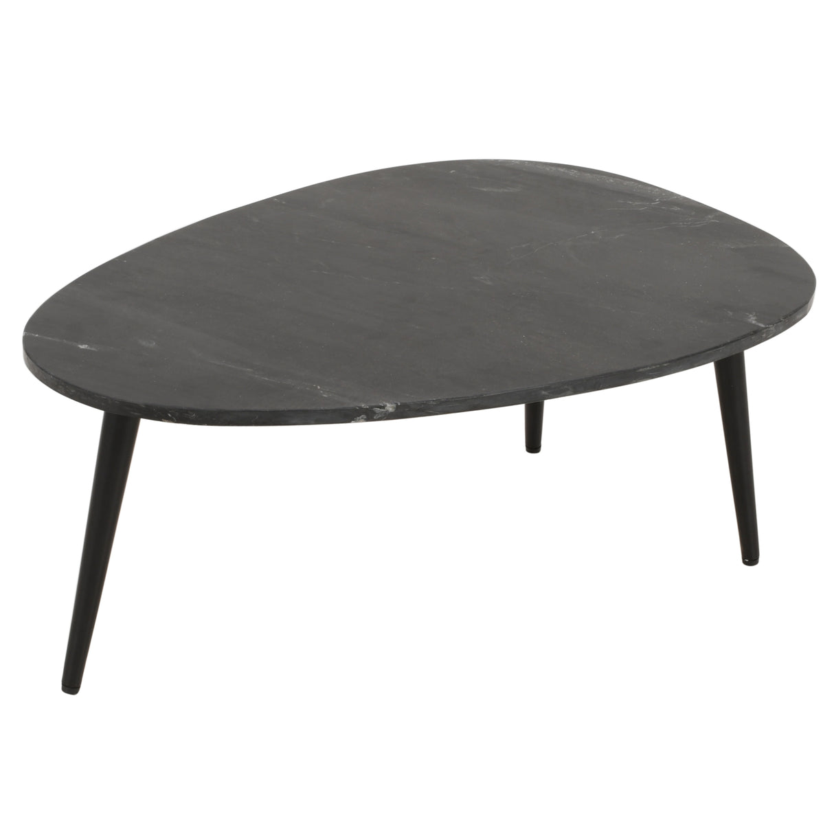 Marble Top Coffee Table With Black Metal Legs - Opal