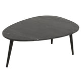 Marble Top Coffee Table With Black Metal Legs - Opal