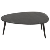 Marble Top Coffee Table With Black Metal Legs - Opal