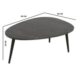 Marble Top Coffee Table With Black Metal Legs - Opal