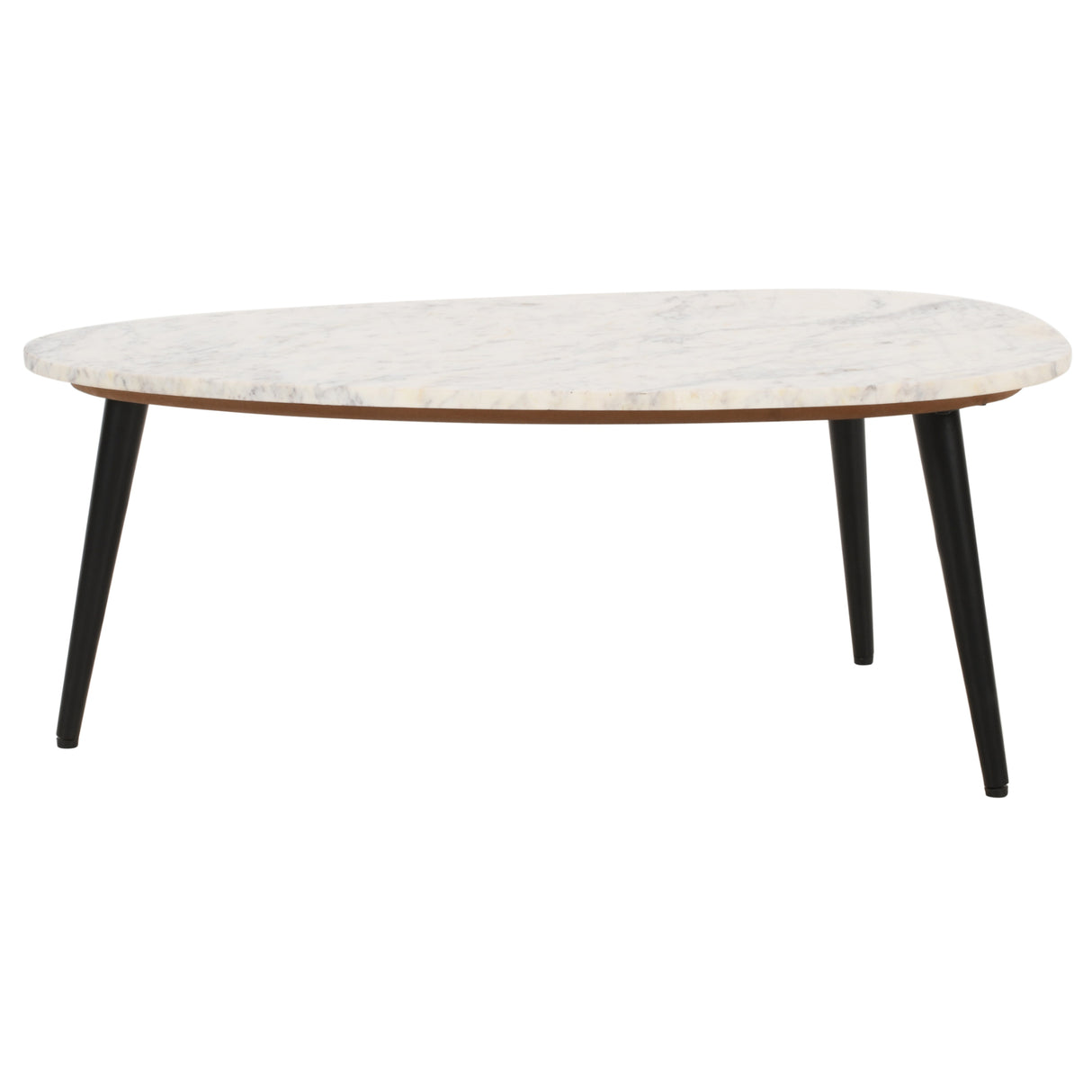 Marble Top Coffee Table With Black Metal Legs - Opal
