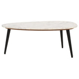 Marble Top Coffee Table With Black Metal Legs - Opal