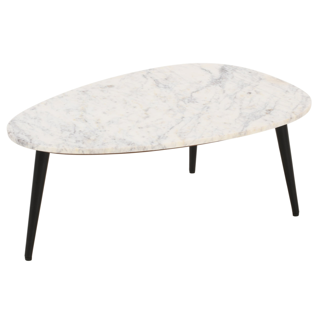 Marble Top Coffee Table With Black Metal Legs - Opal