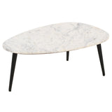 Marble Top Coffee Table With Black Metal Legs - Opal