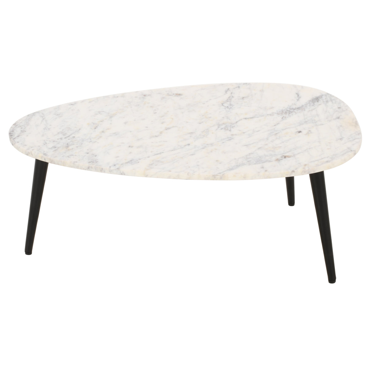 Marble Top Coffee Table With Black Metal Legs - Opal
