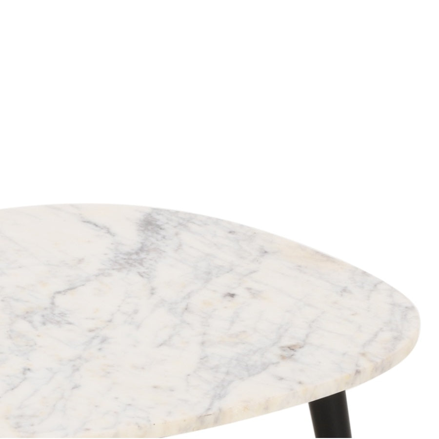 Marble Top Coffee Table With Black Metal Legs - Opal