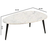 Marble Top Coffee Table With Black Metal Legs - Opal
