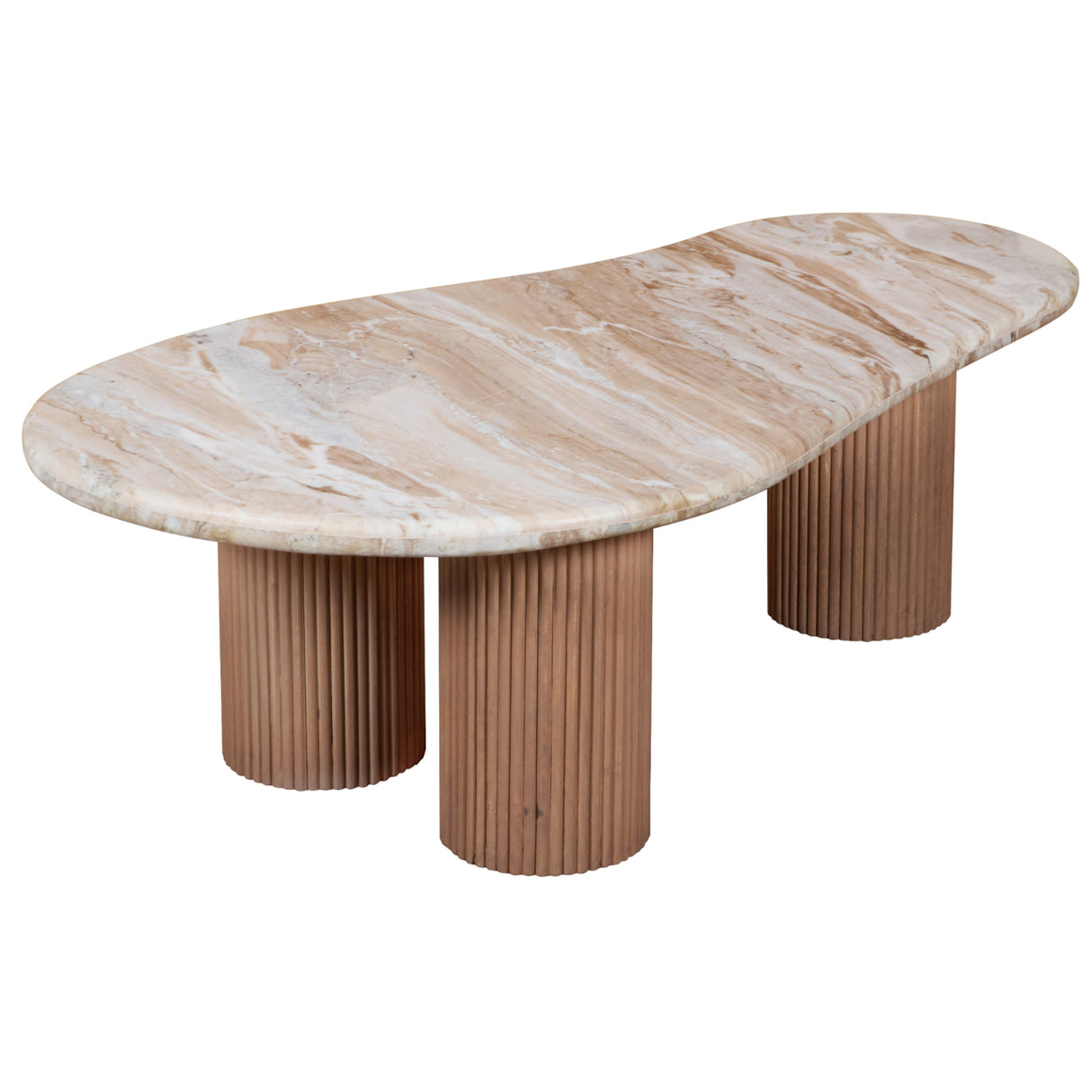 Marble Coffee Table Oval With Solid Mango Wood Pedestal - Ashford