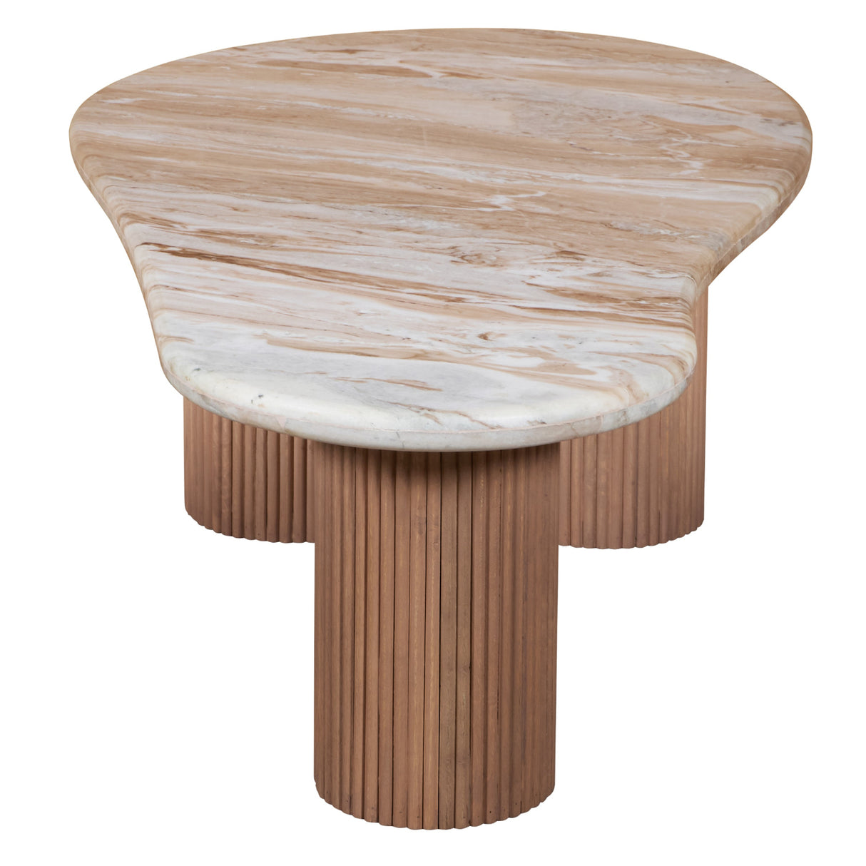 Marble Coffee Table Oval With Solid Mango Wood Pedestal - Ashford