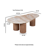 Marble Coffee Table Oval With Solid Mango Wood Pedestal - Ashford