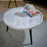 Marble Top Coffee Table Round With Black Metal Legs - Opal