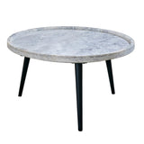 Marble Top Coffee Table Round With Black Metal Legs - Opal