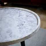 Marble Top Coffee Table Round With Black Metal Legs - Opal