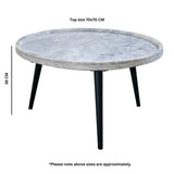 Marble Top Coffee Table Round With Black Metal Legs - Opal
