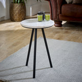 Marble Top Coffee Table Round With Metal Legs - Opal