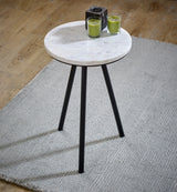 Marble Top Coffee Table Round With Metal Legs - Opal