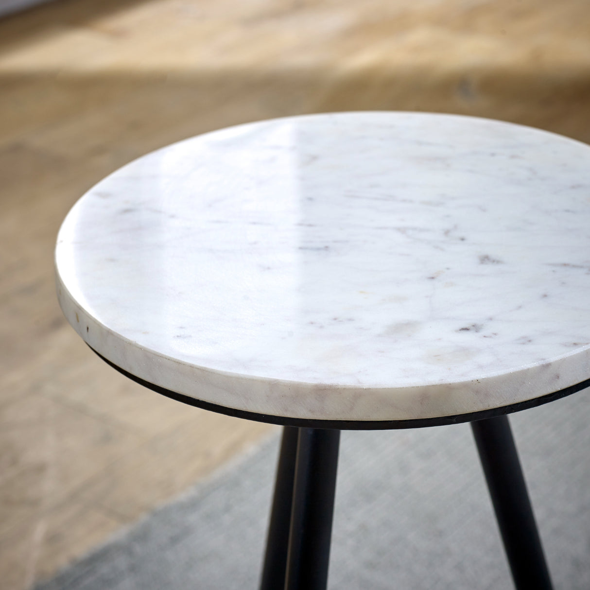 Marble Top Coffee Table Round With Metal Legs - Opal