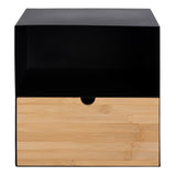 Metal Bedside Cabinet Wall Mounted With 1 Oak Drawer - Joliet