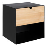 Metal Bedside Cabinet Wall Mounted With 1 Oak Drawer - Joliet
