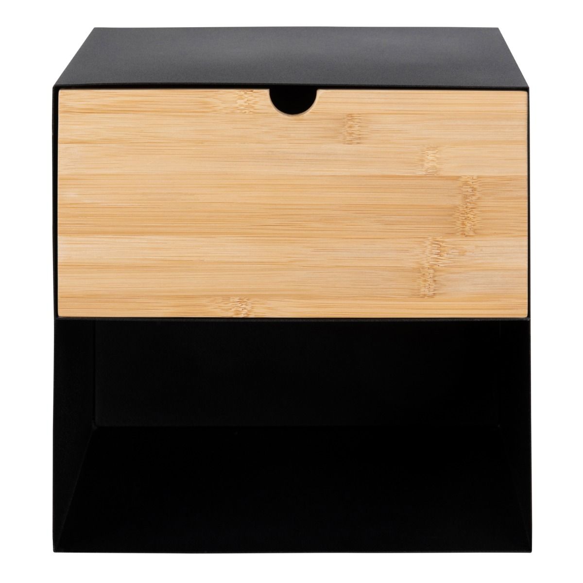 Metal Bedside Cabinet Wall Mounted With 1 Oak Drawer - Joliet