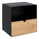 Metal Bedside Cabinet Wall Mounted With 1 Oak Drawer - Joliet