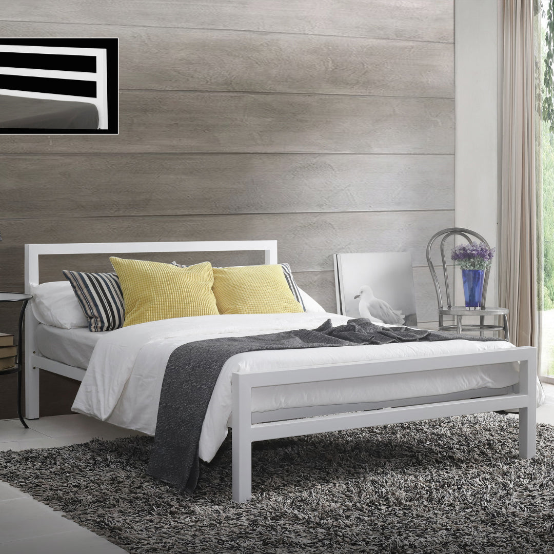 Metal Double Bed With Sprung Slatted Base - City Block