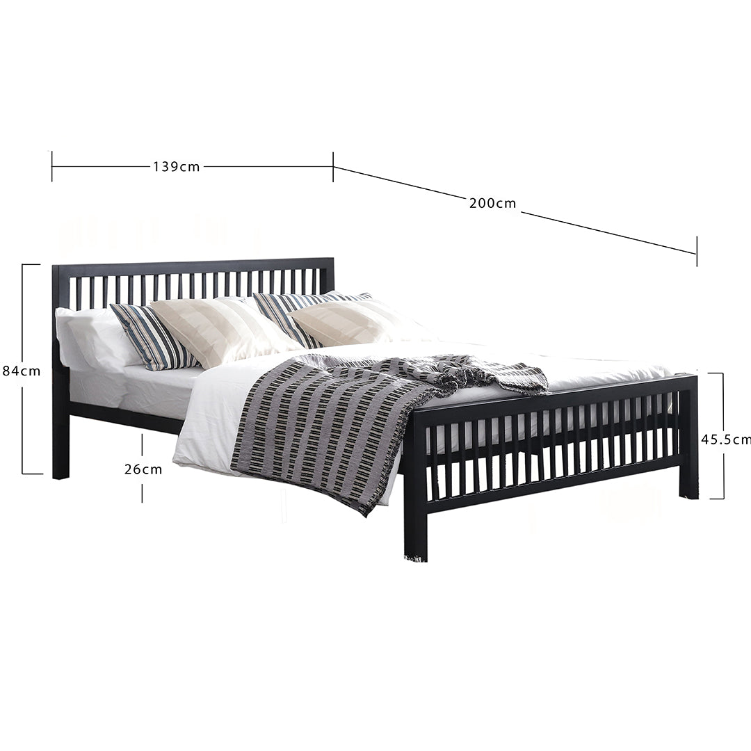Metal Double Bed With Sprung Slatted Base - Meridian