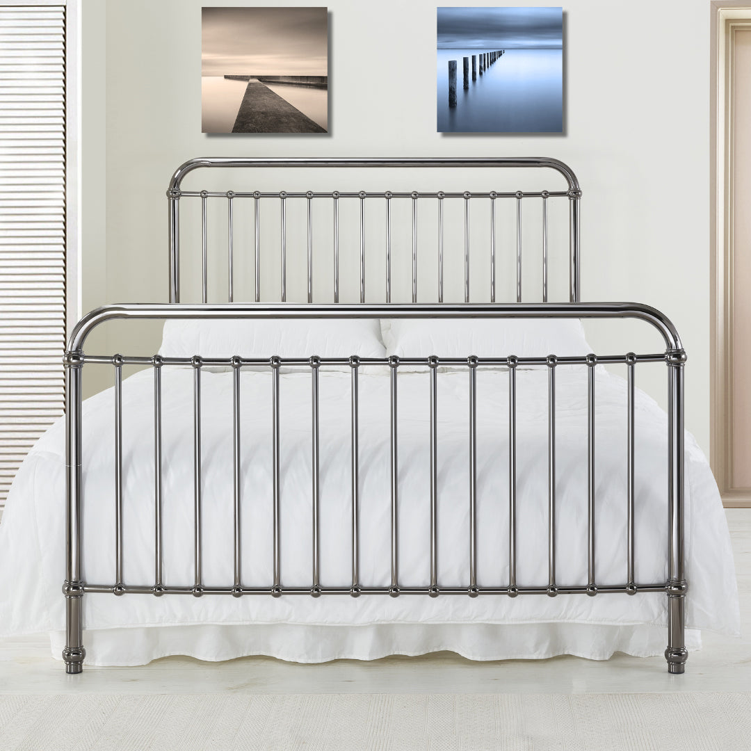 Metal Double Bed With Sprung Slatted Base - Rose