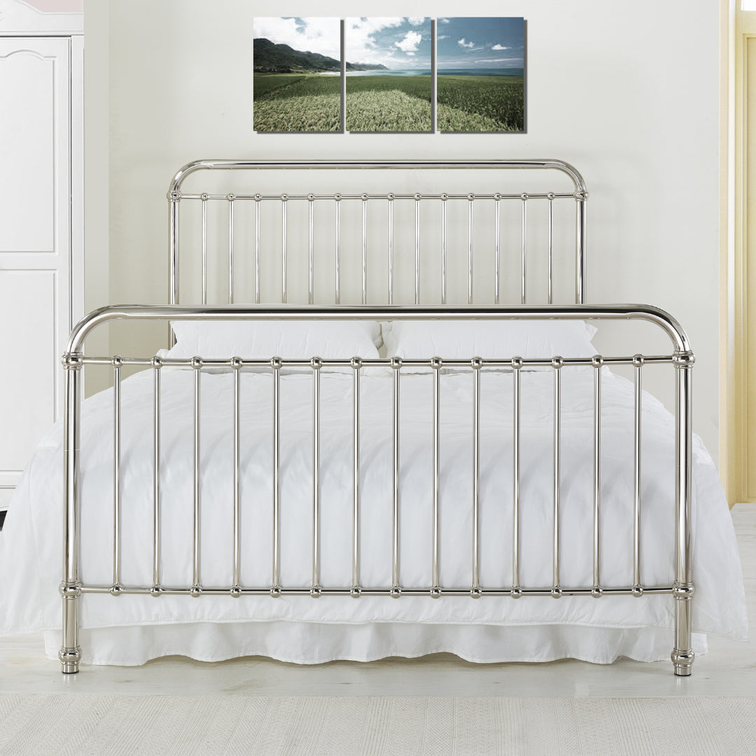 Metal Double Bed With Sprung Slatted Base - Rose