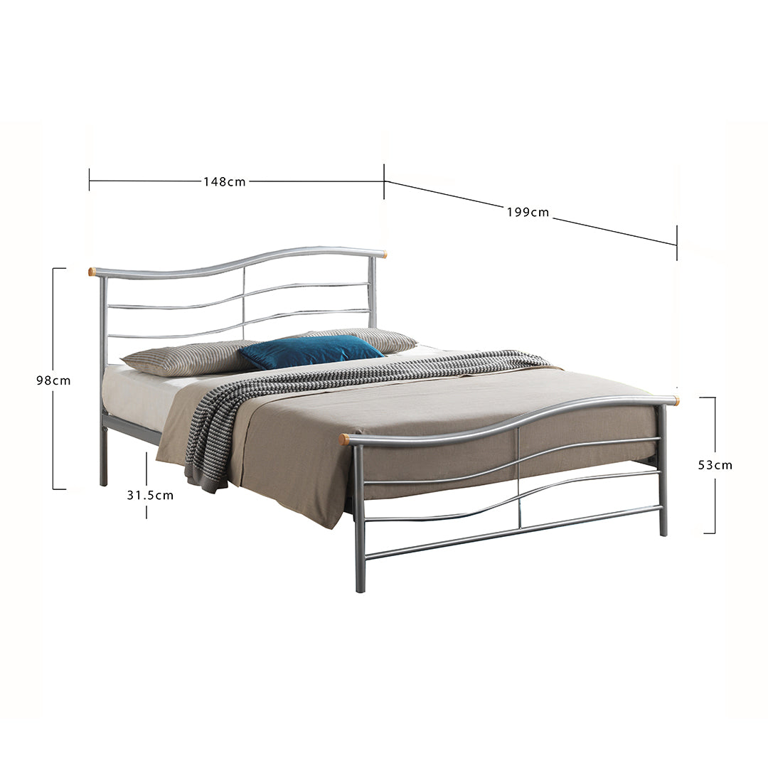 Metal Double Bed With Sprung Slatted Base - Waverley