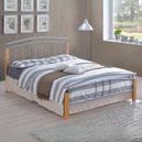 Metal Double Bed With Wooden Posts - Tetras