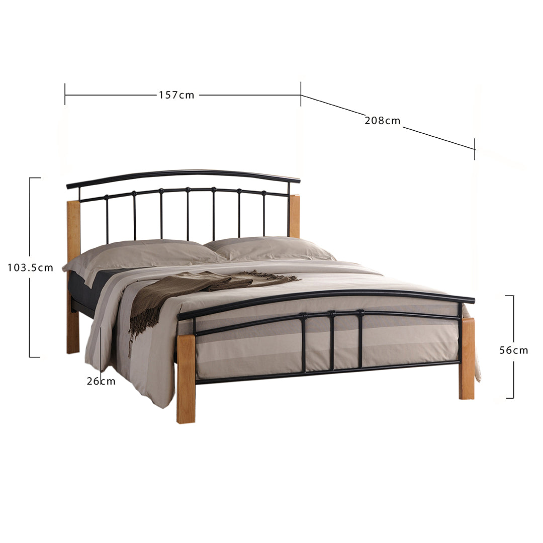 Metal King Size Bed With Wooden Posts - Tetras