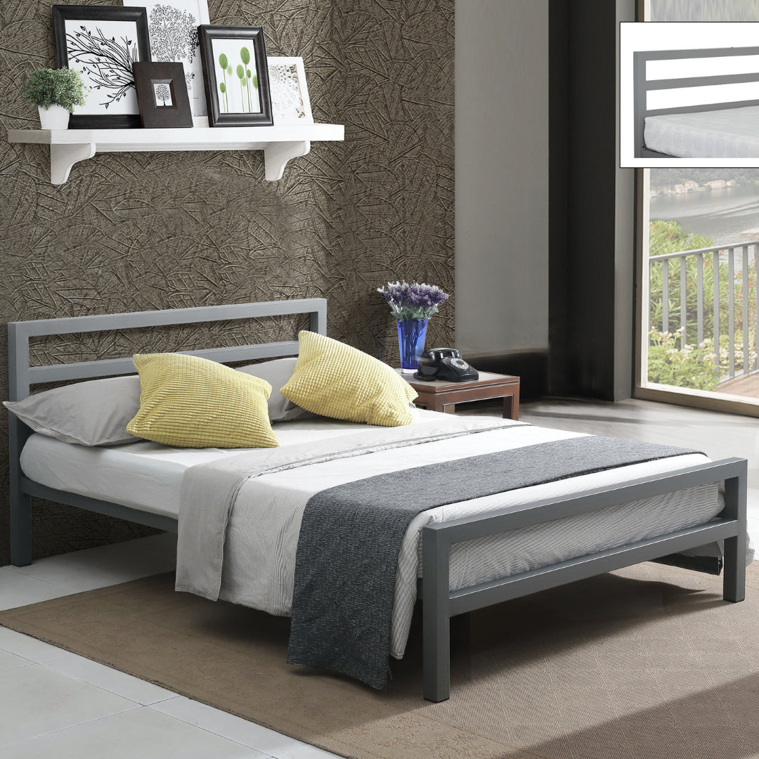 Metal Small Double Bed With Sprung Slatted Base - City Block